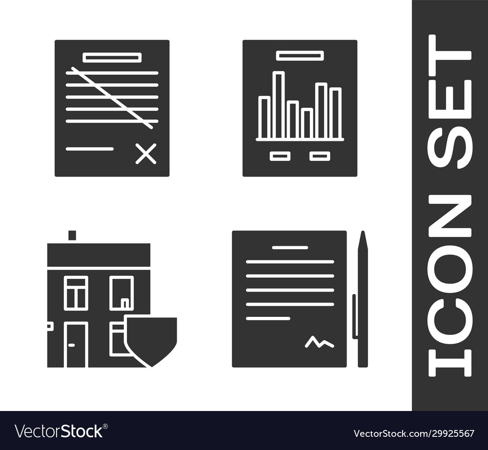 Set contract with pen delete file document house vector image Set contract with pen delete file document house