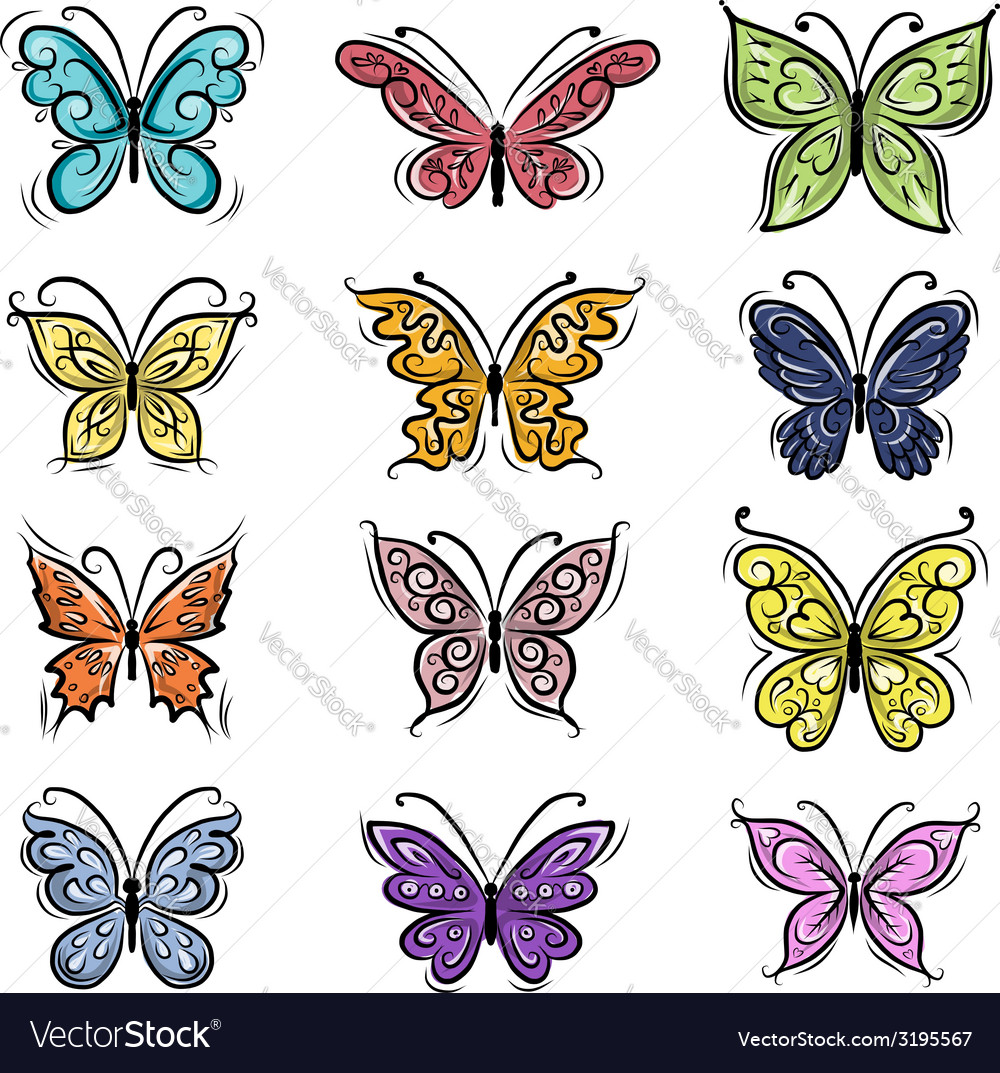 Set of ornamental butterflies for your design