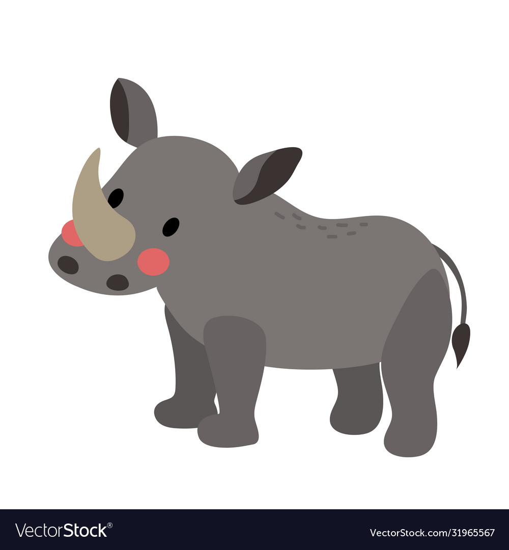Standing rhinoceros animal cartoon character Vector Image