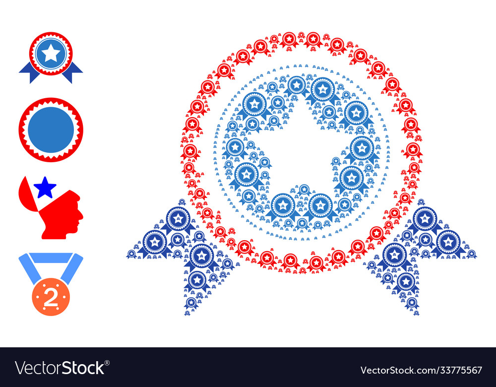 Star stamp with ribbons recursion composition vector image Star stamp with ribbons recursion composition
