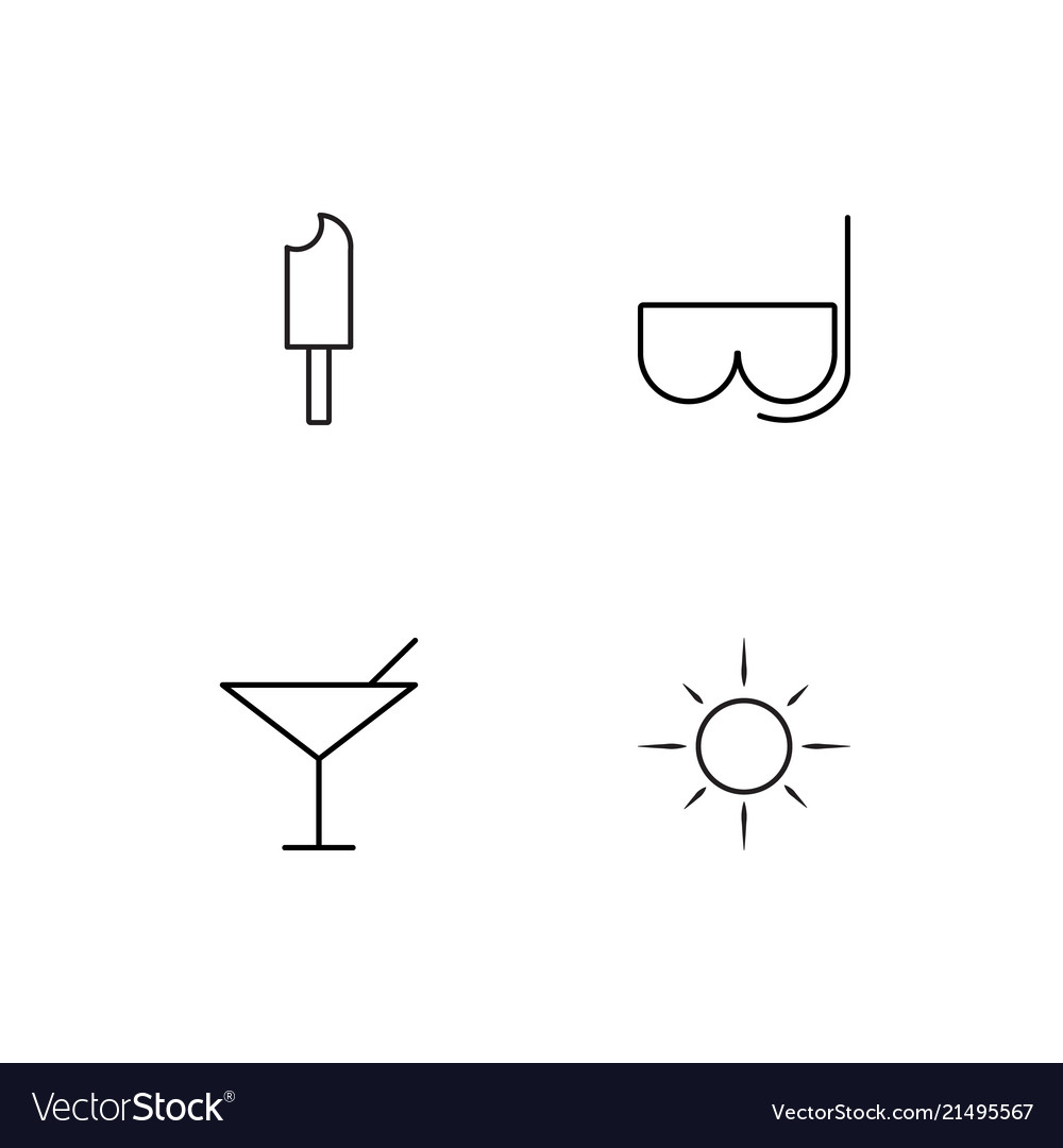 Summer linear icons set simple outline