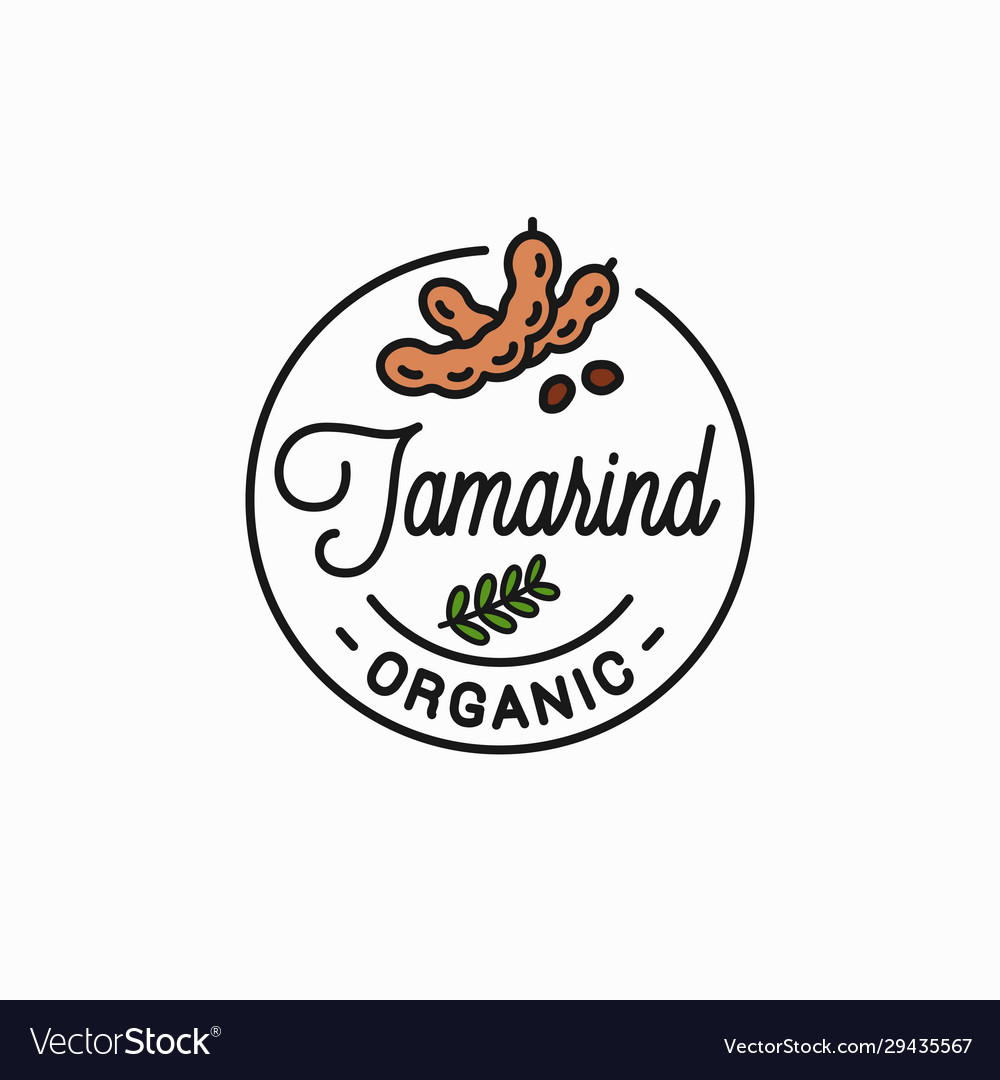 Tamarind fruit logo round linear on white Vector Image