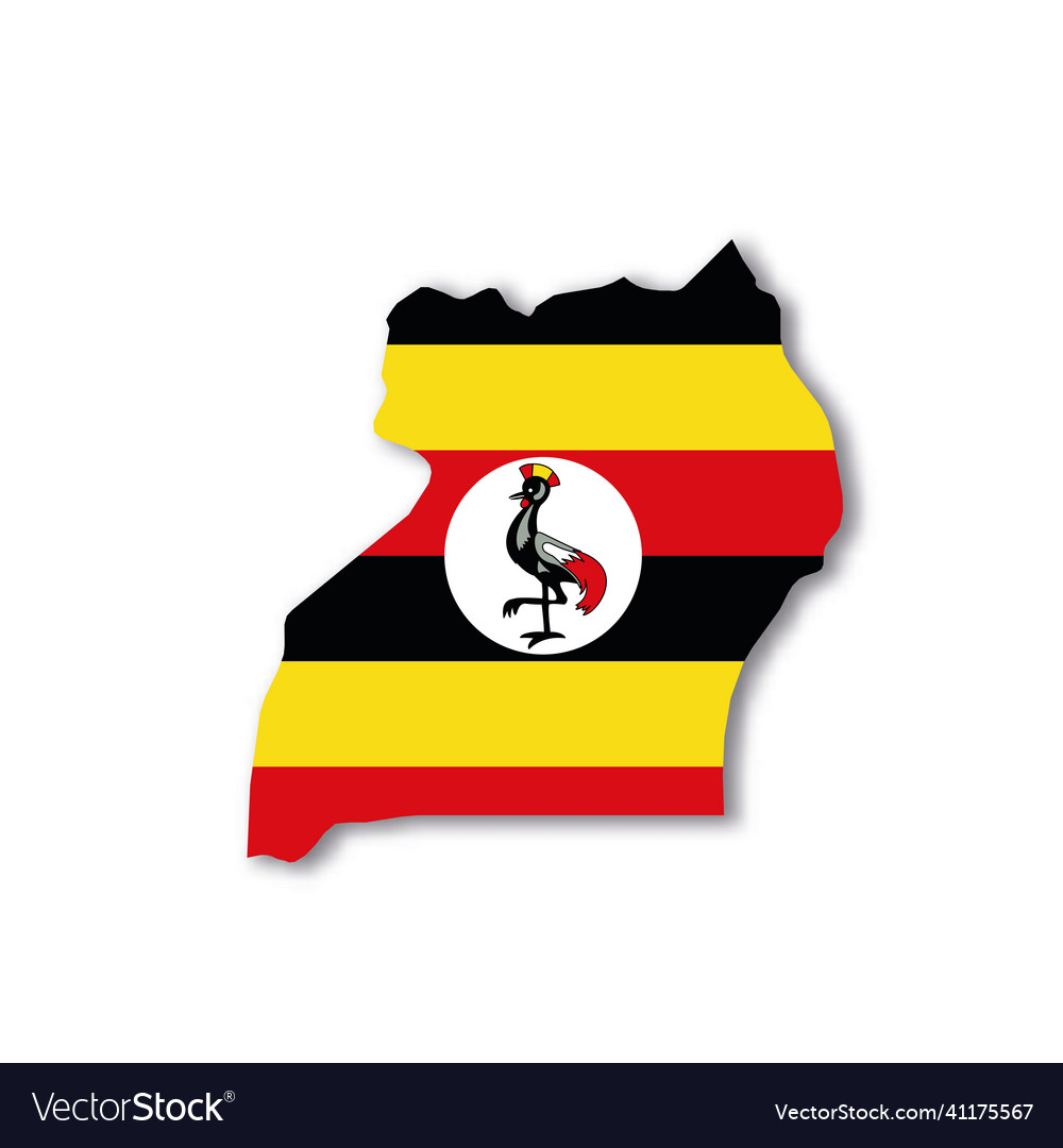 Uganda national flag in a shape of country map Vector Image