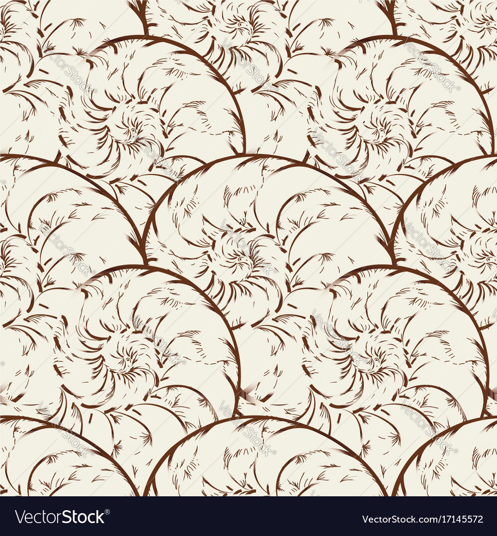 Abstract spiral seamless pattern wave nautilus