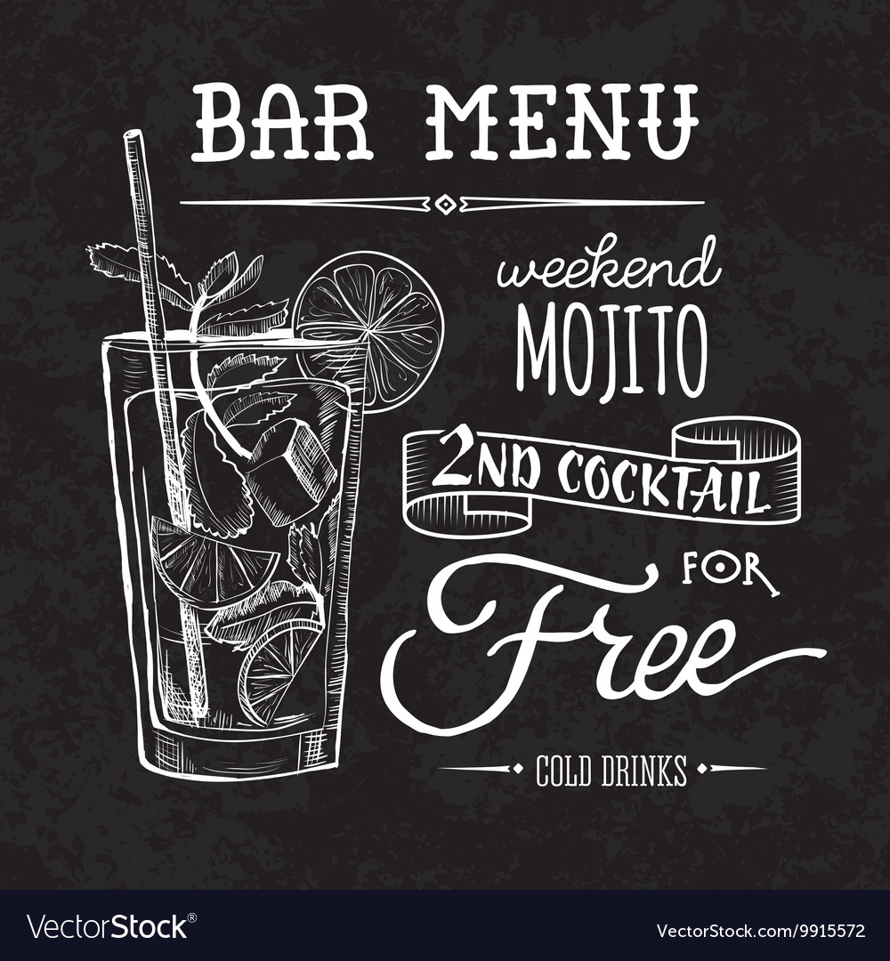 Bar menu of cocktail proposal