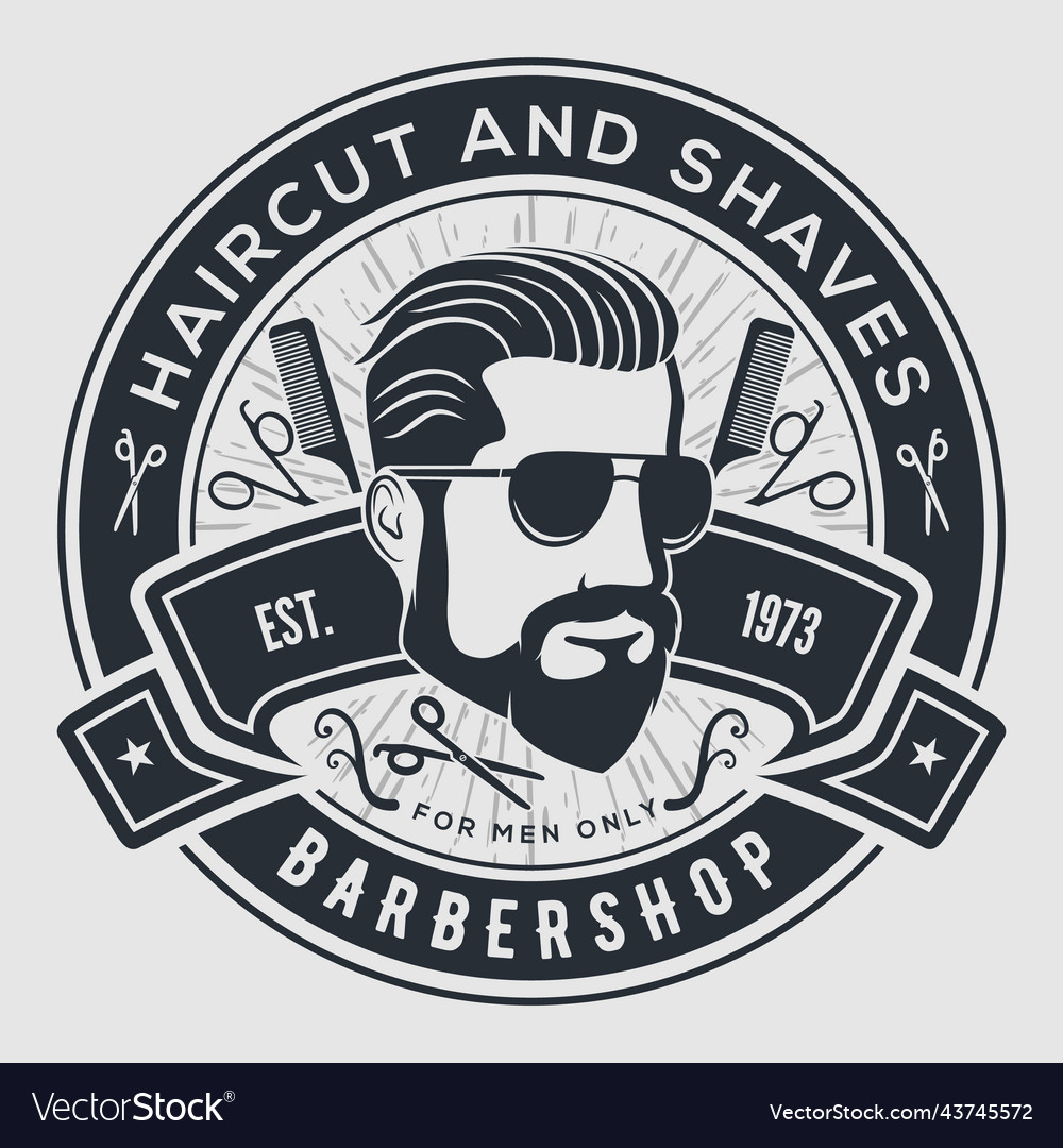 Barber shop poster template with bearded men Vector Image