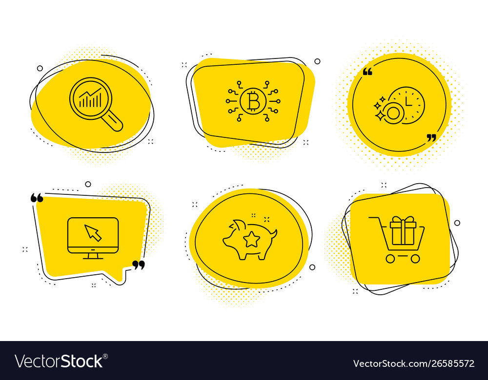 Bitcoin system data analysis and internet icons vector image Bitcoin system data analysis and internet icons