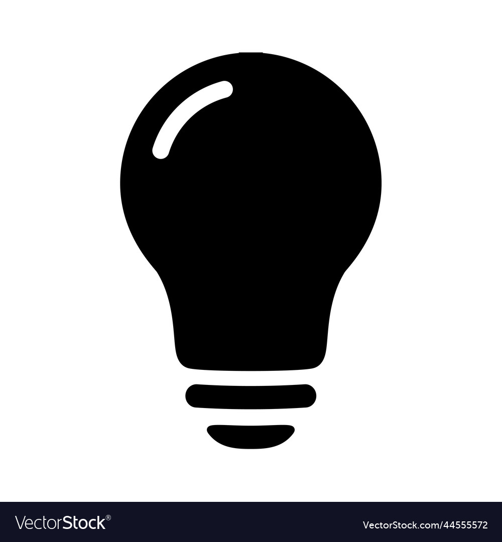 Black light bulb icon in flat style lighting lamp