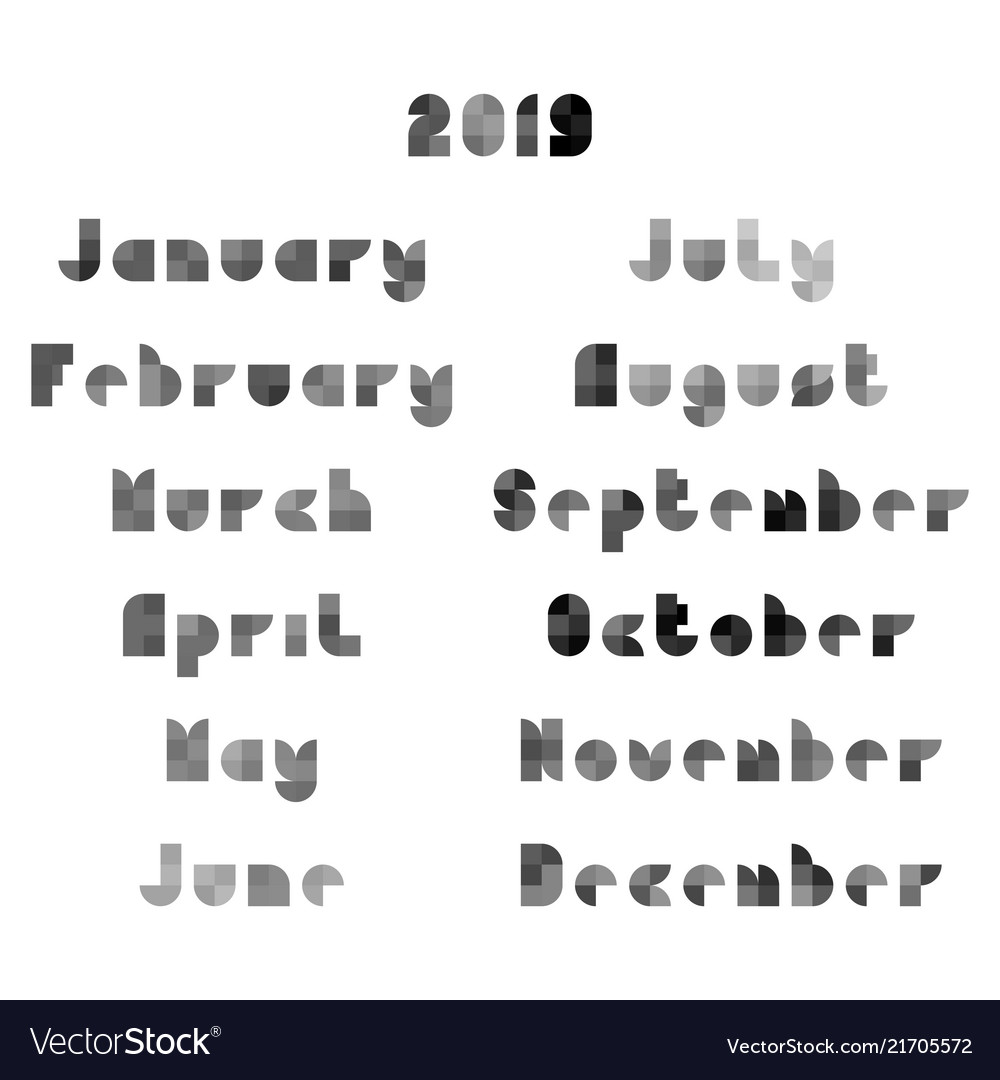 calendar 2019 months flat geometric style vector image calendar months 2019