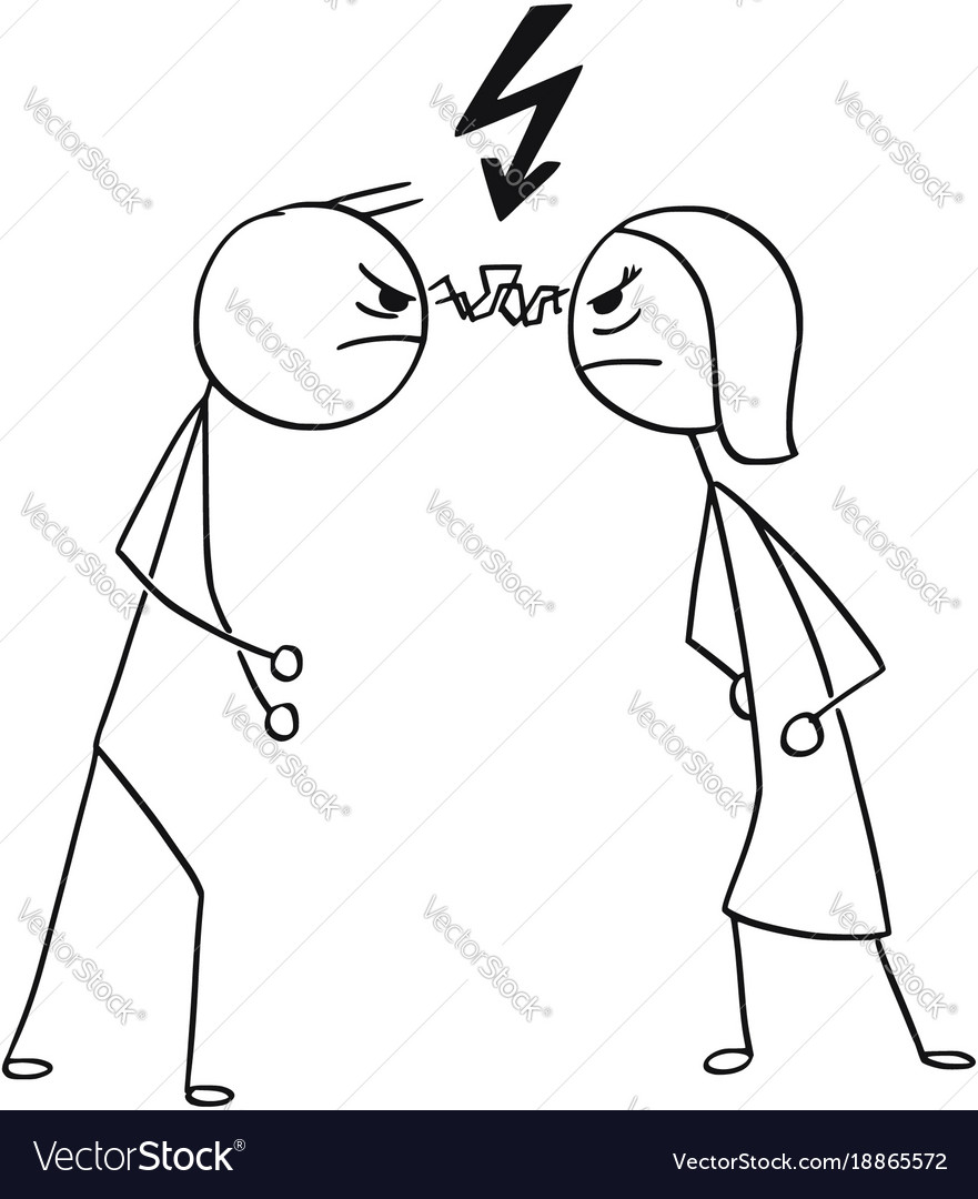 Cartoon Man And Woman In Fight Anger Royalty Free Vector