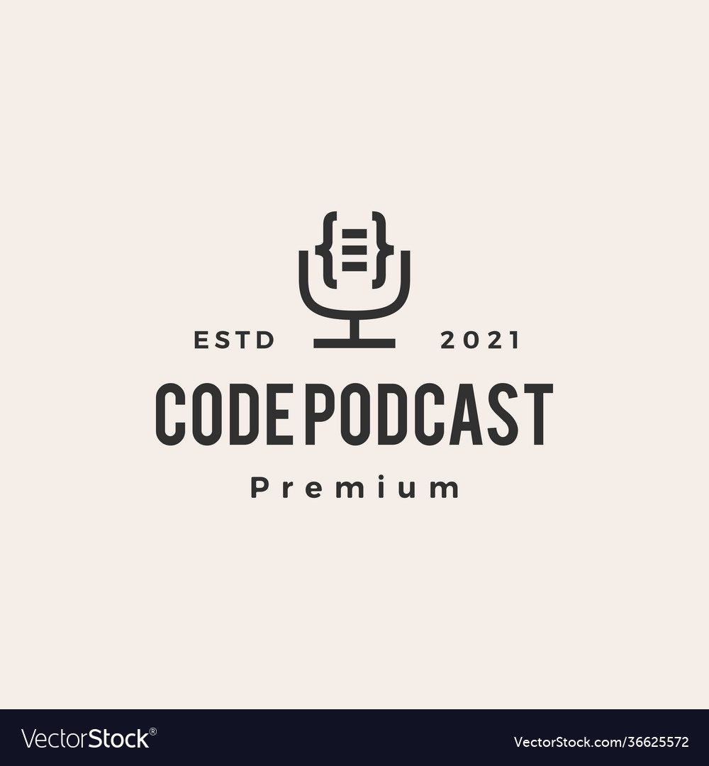 Code podcast hipster vintage logo icon