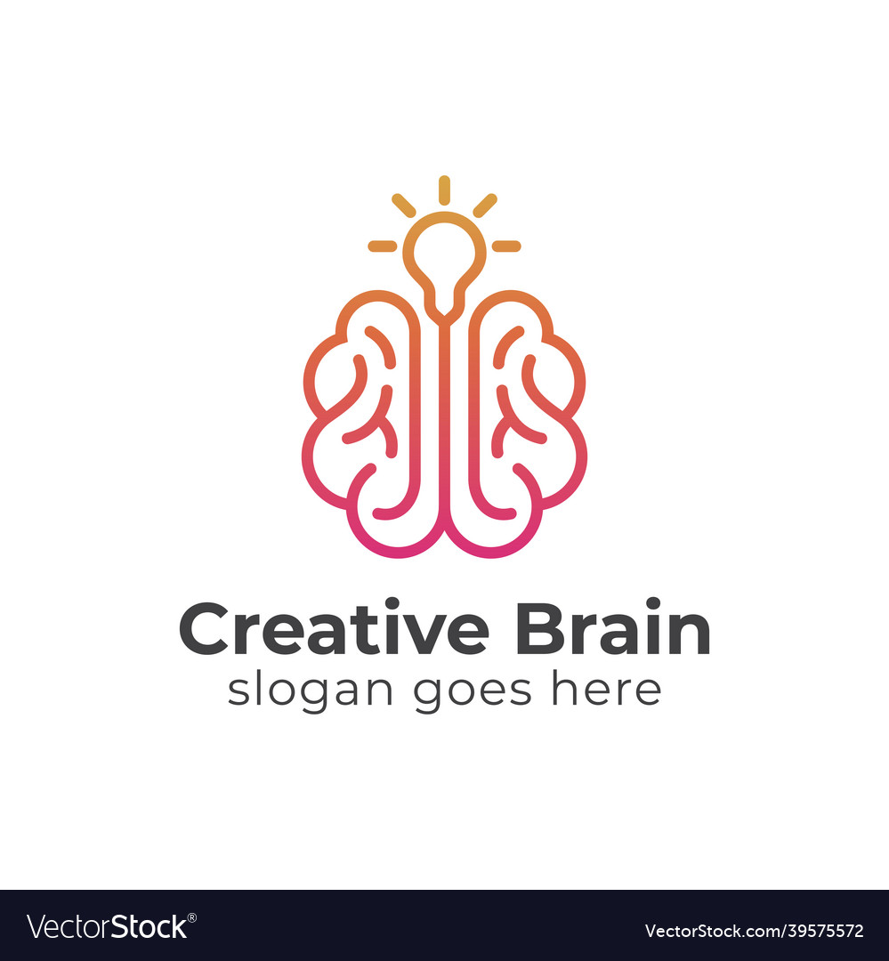 Creative brain connect logos with bulb lamp