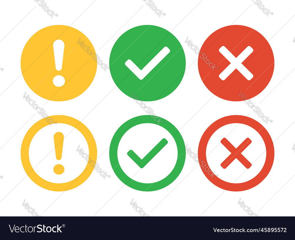 Cross Check Mark Icons Flat Round: vetor stock (livre de direitos)  1923367970