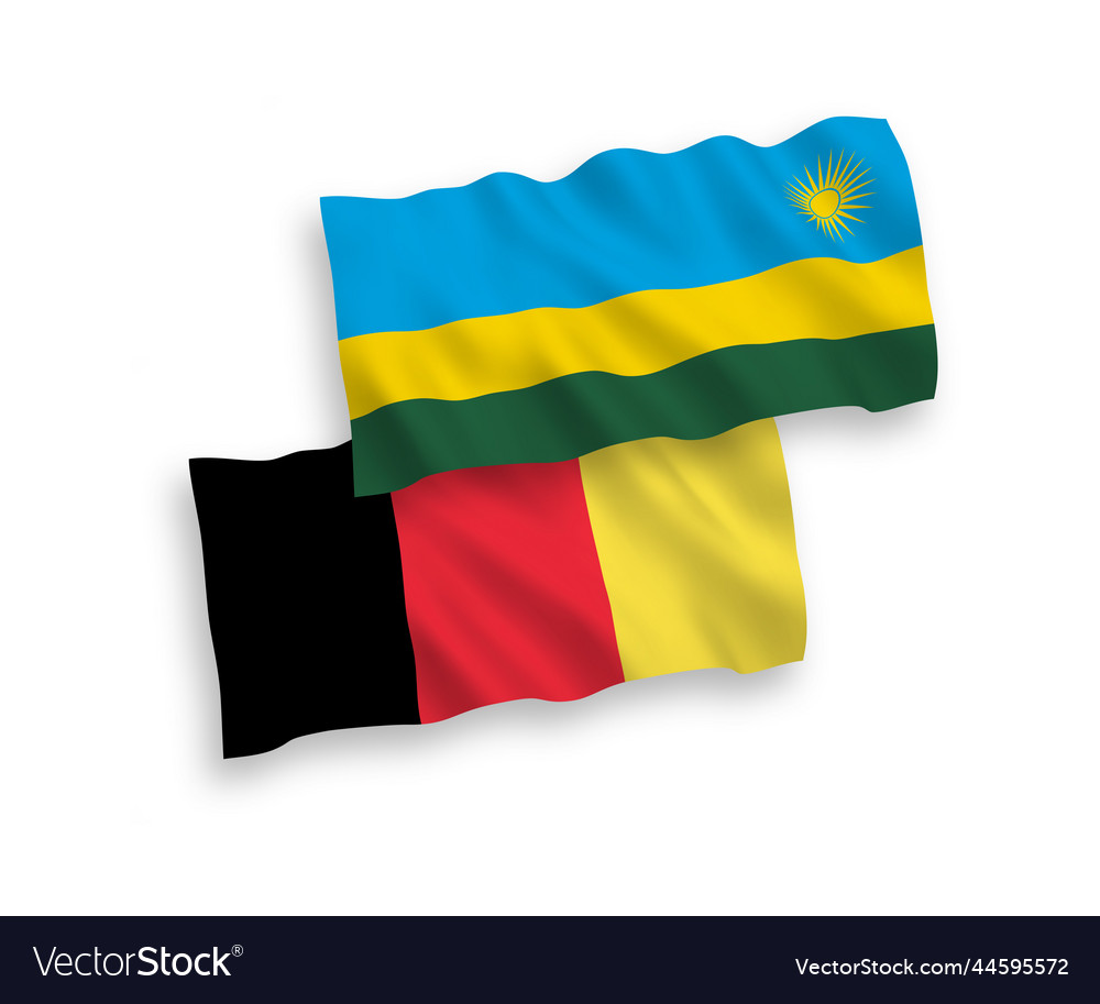 Flags of belgium and republic rwanda on a white Vector Image