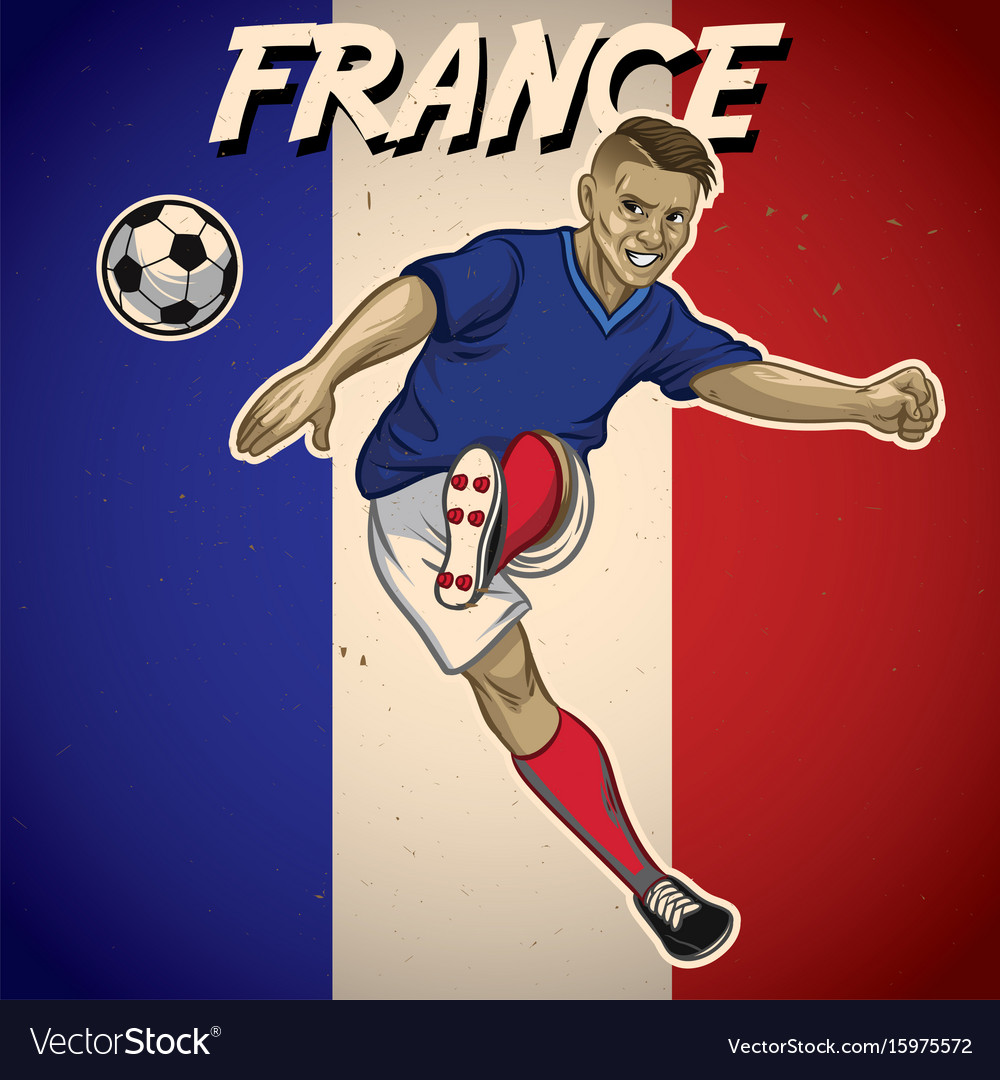 France soccer player with flag background Vector Image