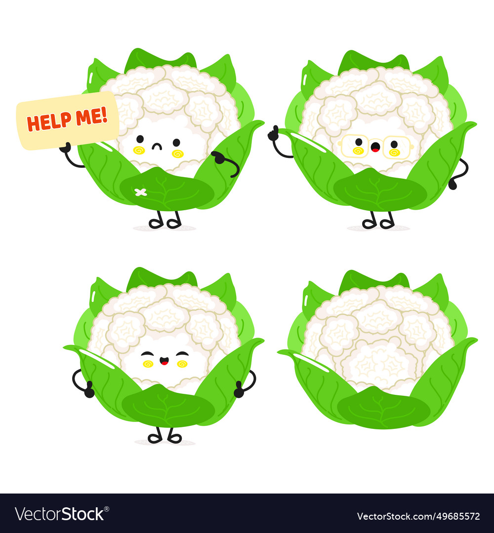 Funny cauliflower characters bundle set Royalty Free Vector