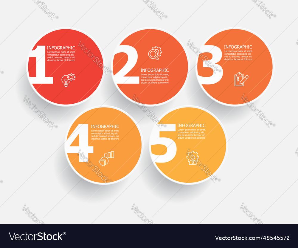 Horizontal circle round steps timeline