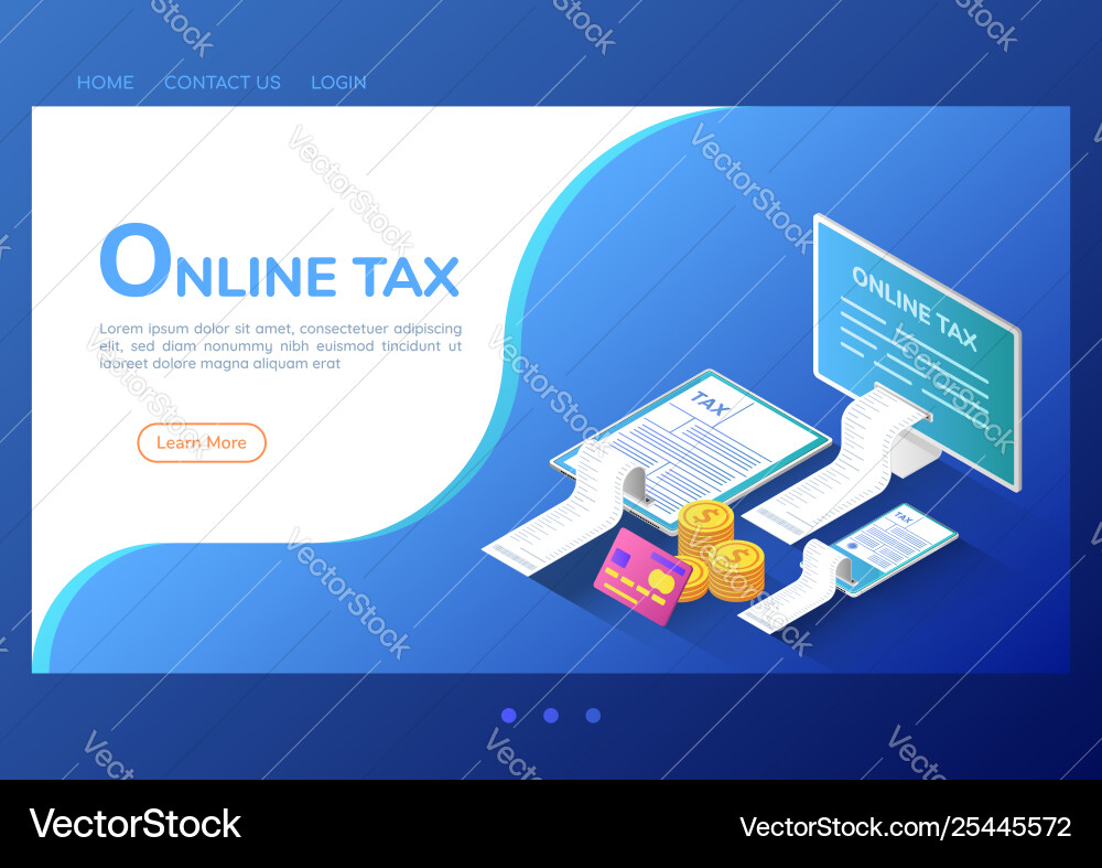 Isometric Web Banner Online Tax Payment On Vector Image