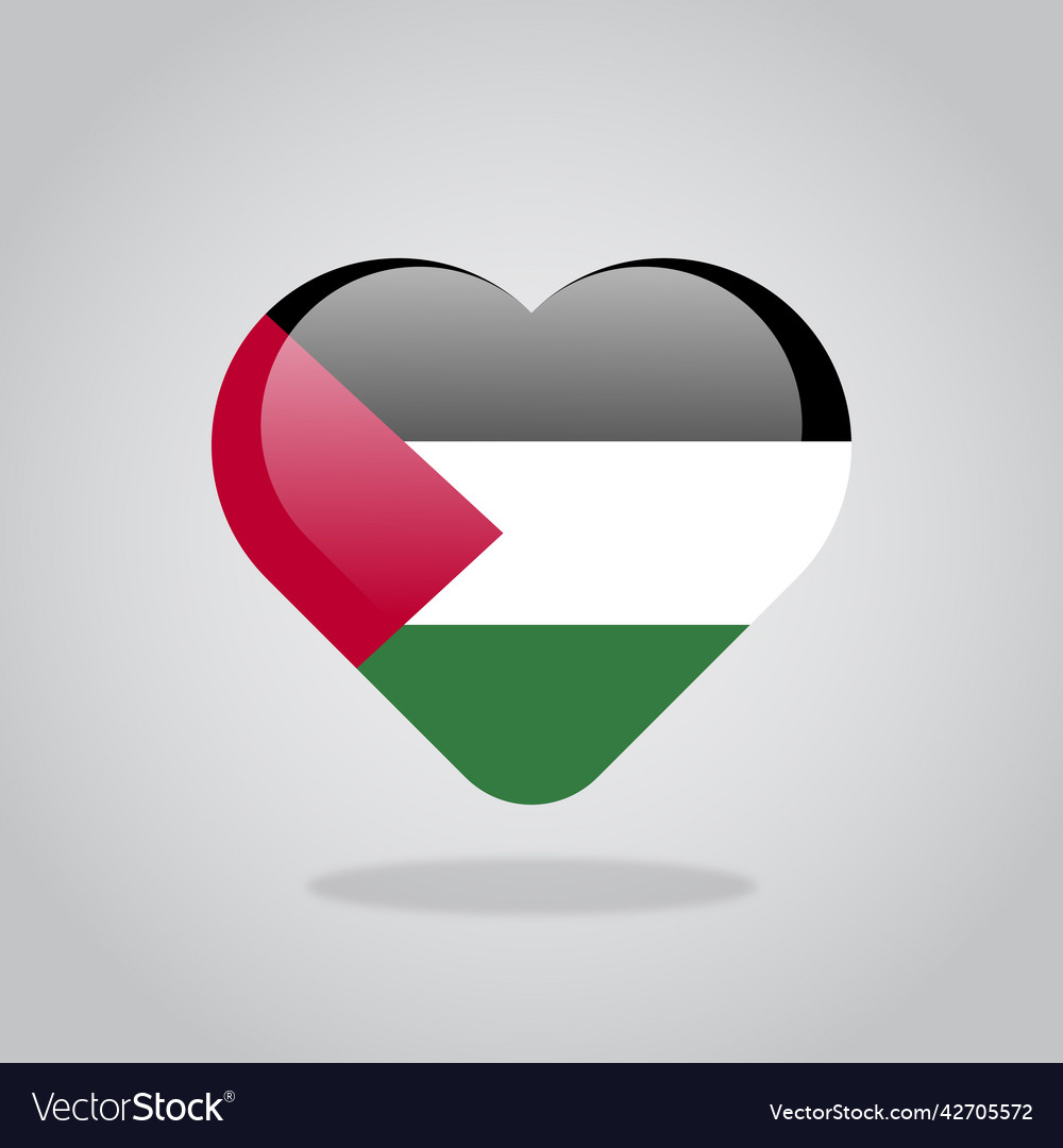 Love Palestine Symbol Heart Flag Icon Royalty Free Vector