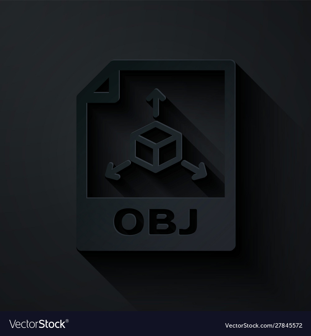 Paper cut obj file document download button vector image Paper cut obj file document download button