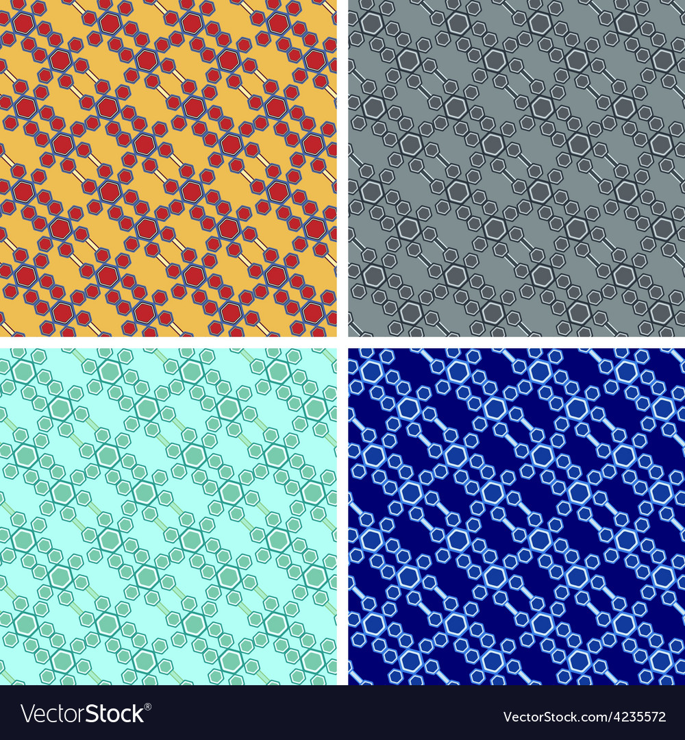 Seamless hexagon pattern set