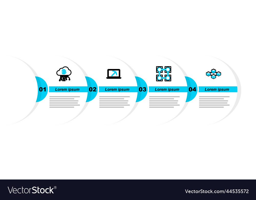 Set line blockchain technology mining with laptop vector image Set line blockchain technology mining with laptop