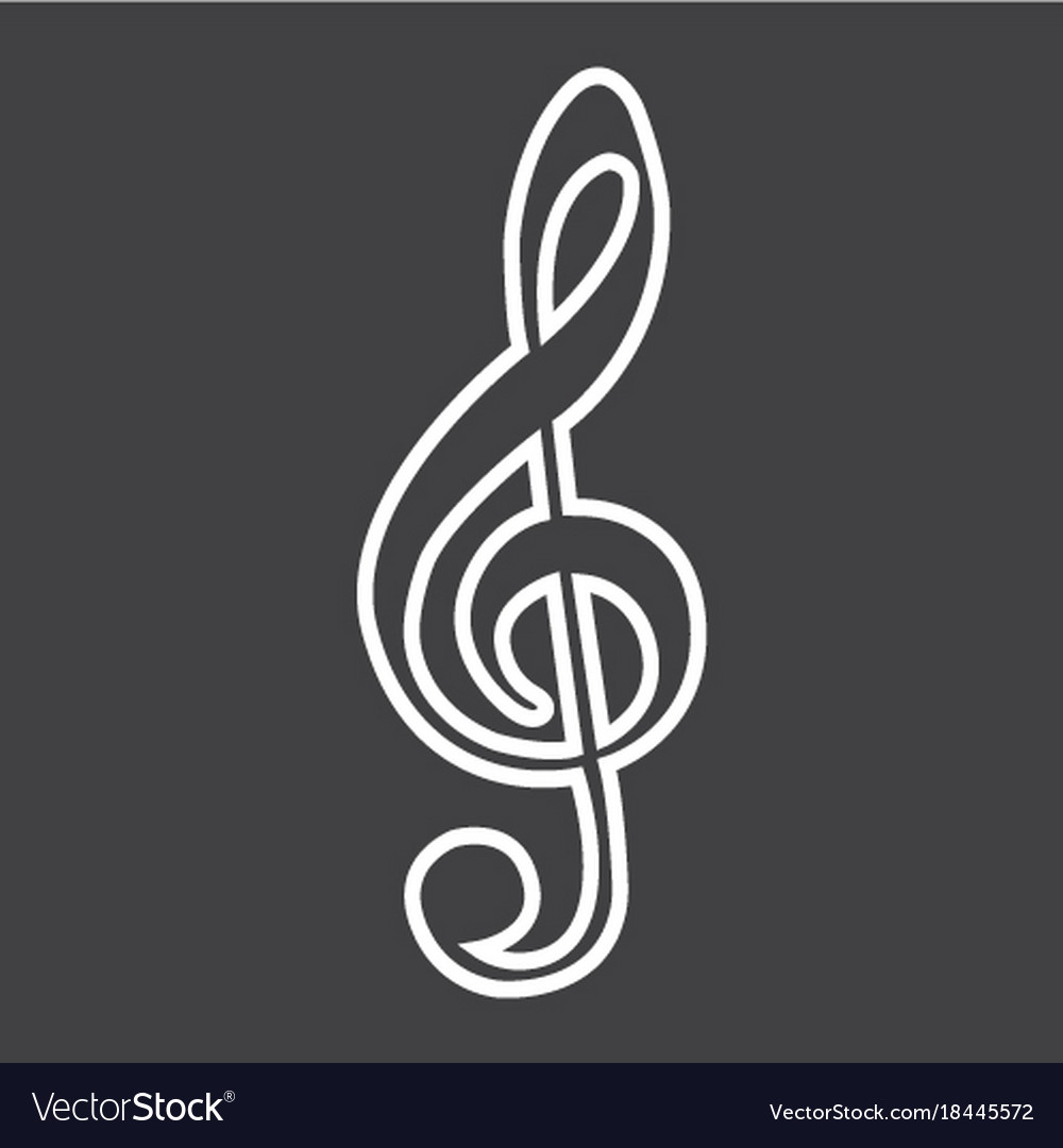 Treble clef line icon music and instrument