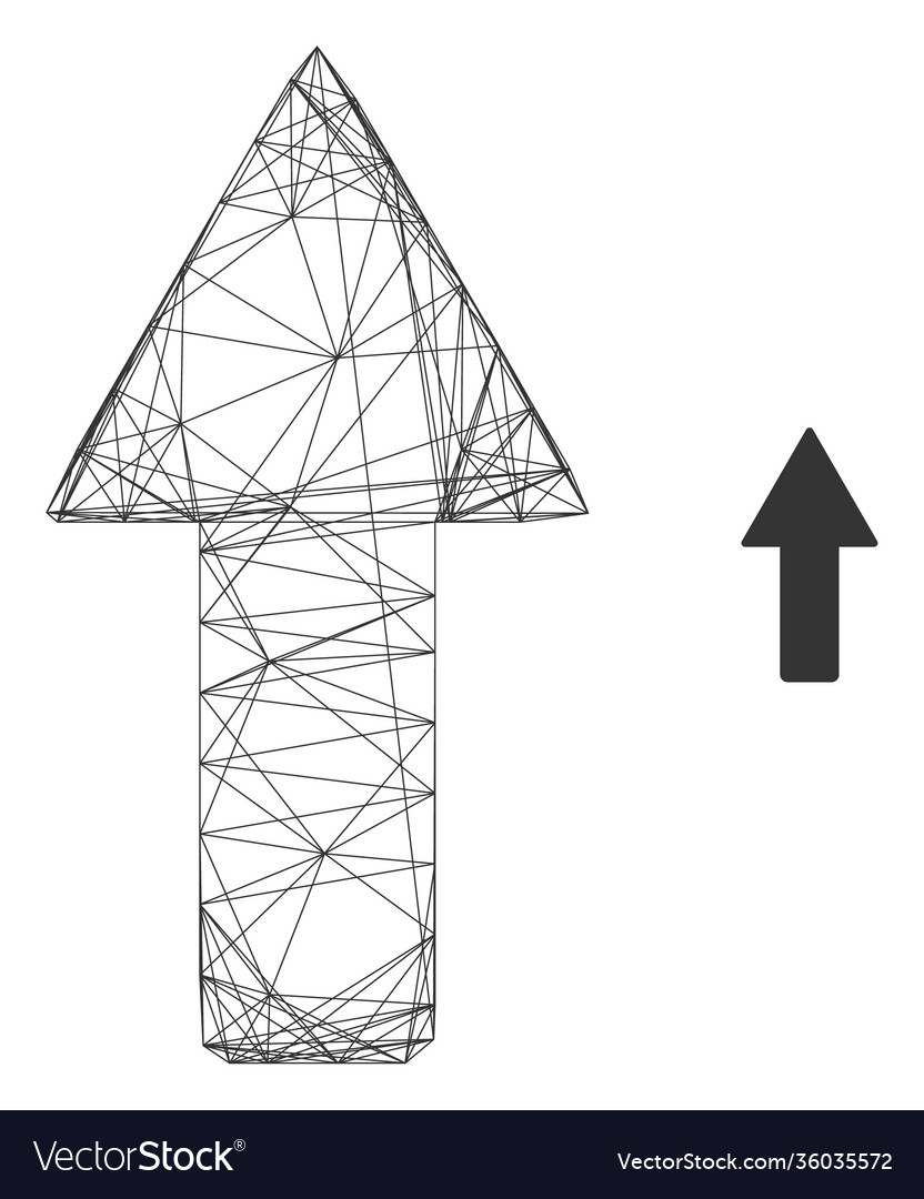 Web mesh arrow up icon vector image Web mesh arrow up icon