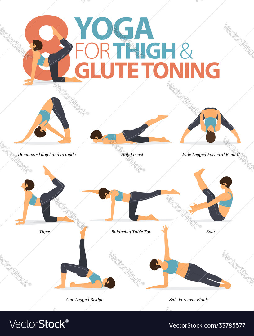 8 Yoga Poses For Glute Toning Royalty Free Vector Image