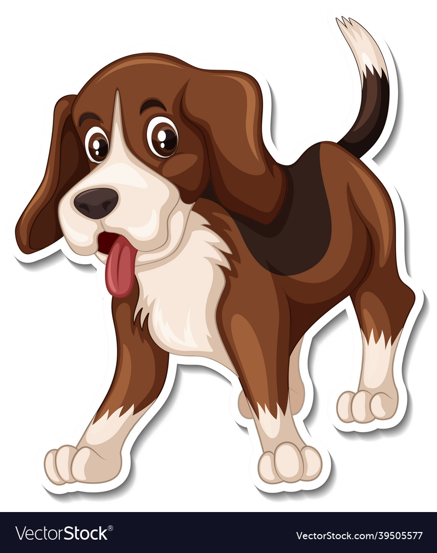 A sticker template of dog cartoon character Vector Image