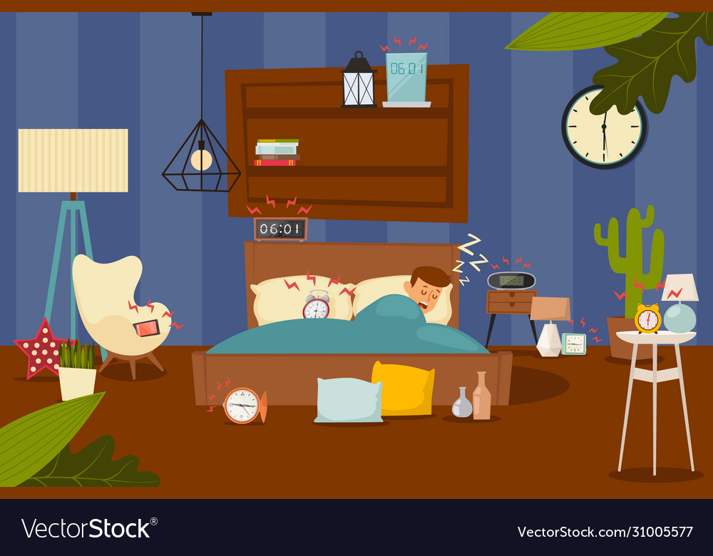 Alarm clocks awakening from Royalty Free Vector Image
