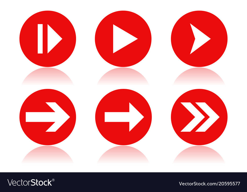 Arrow icons round red with reflection