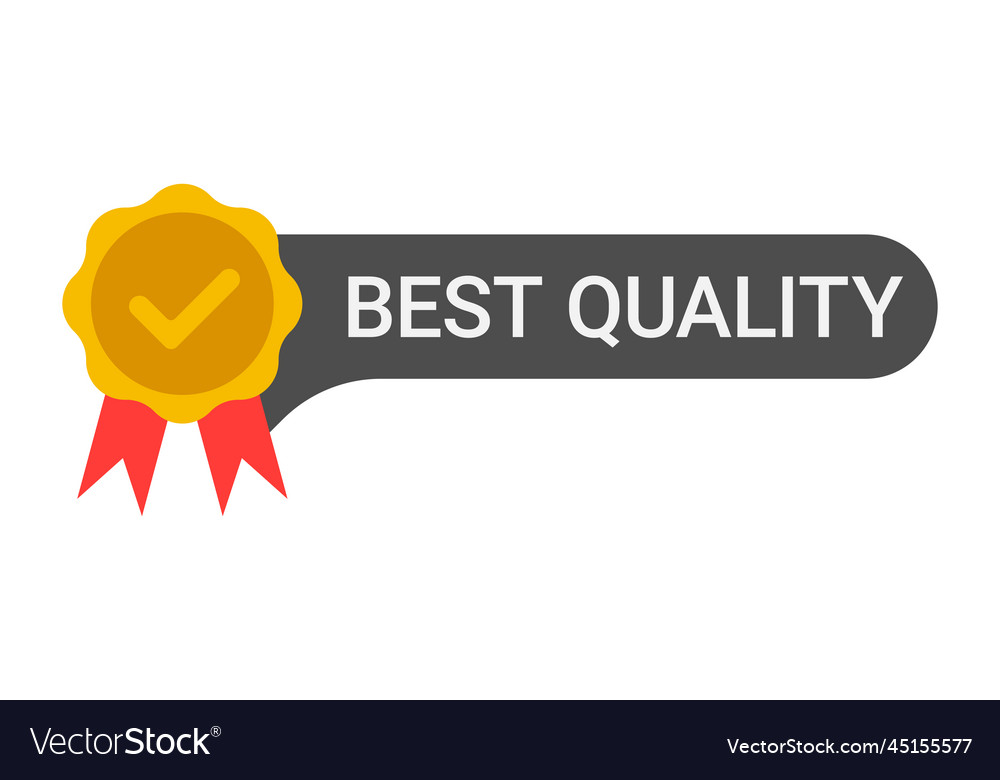 Best quality label with five stars and thumbs up Vector Image