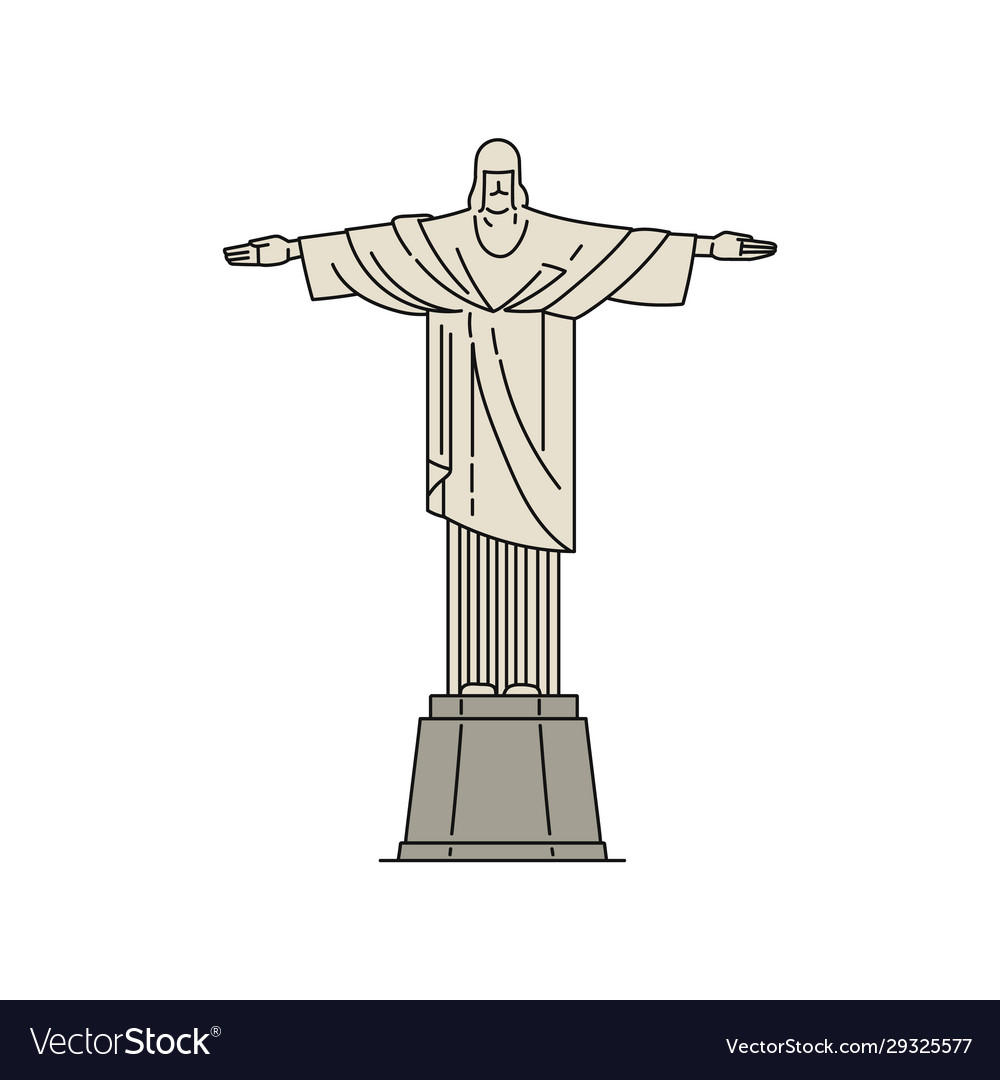 Christ Statue A Famous Landmark In Brazil Sketch Vector Image