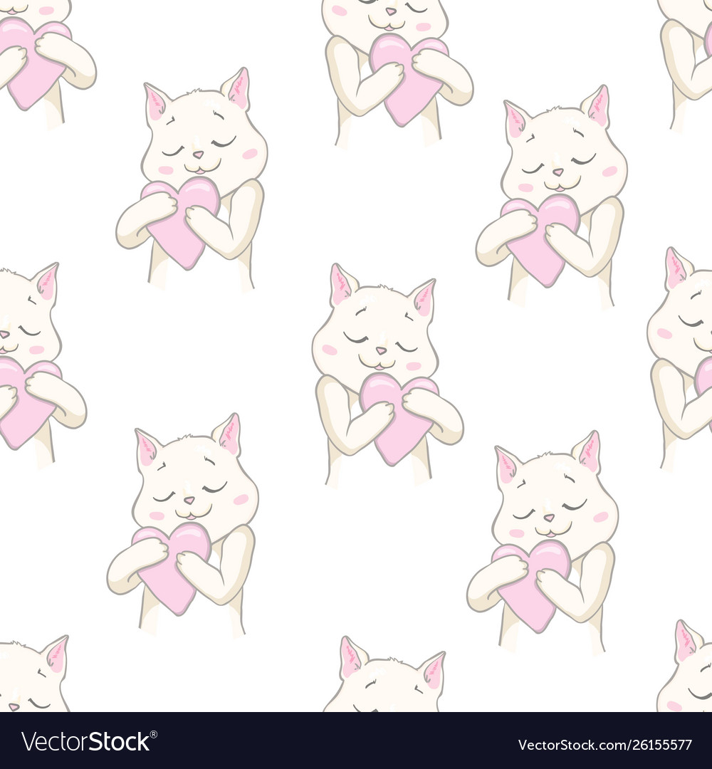 Cute cats pet seamless icons pattern