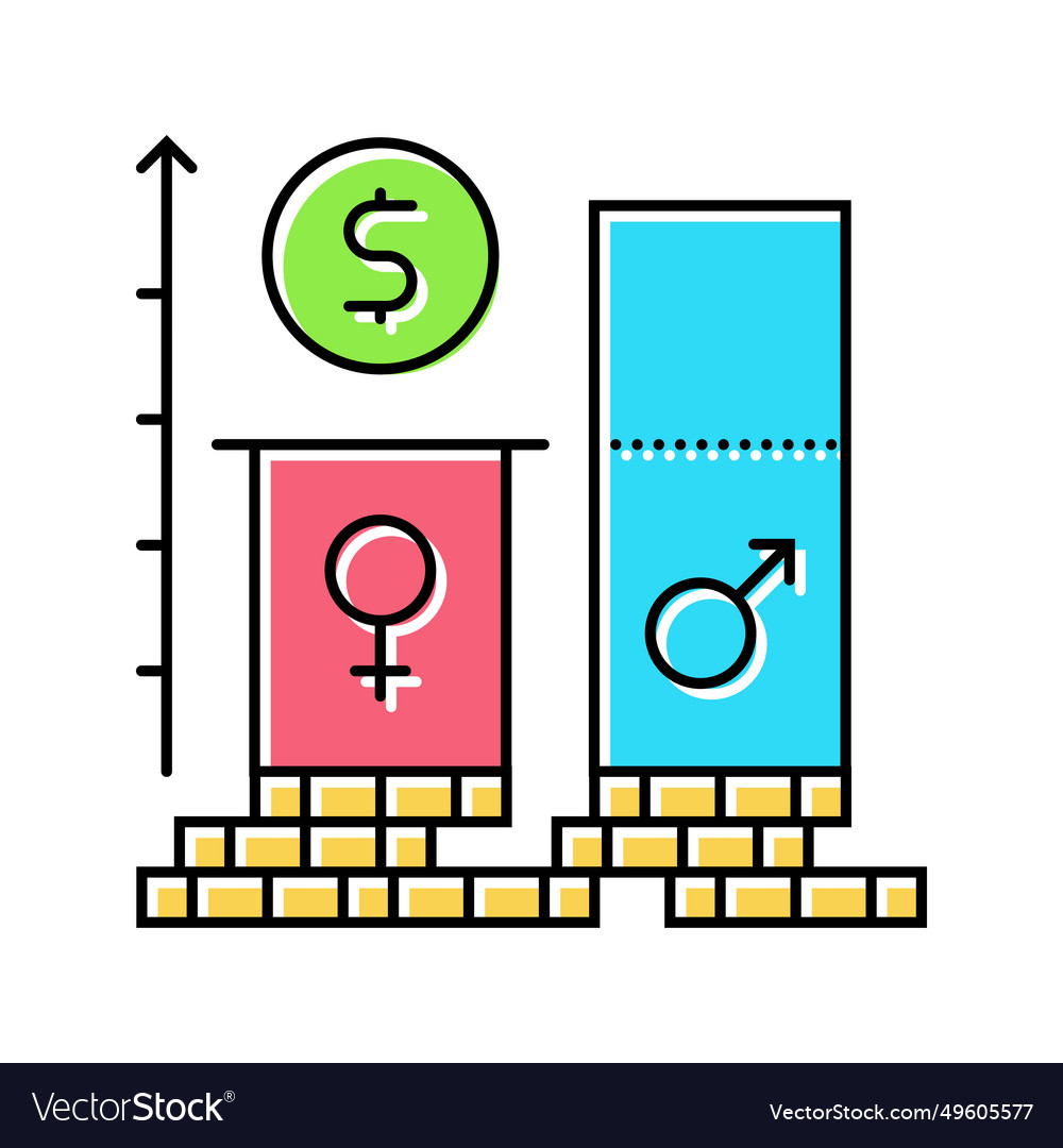 Gender wage gap feminism woman color icon Vector Image