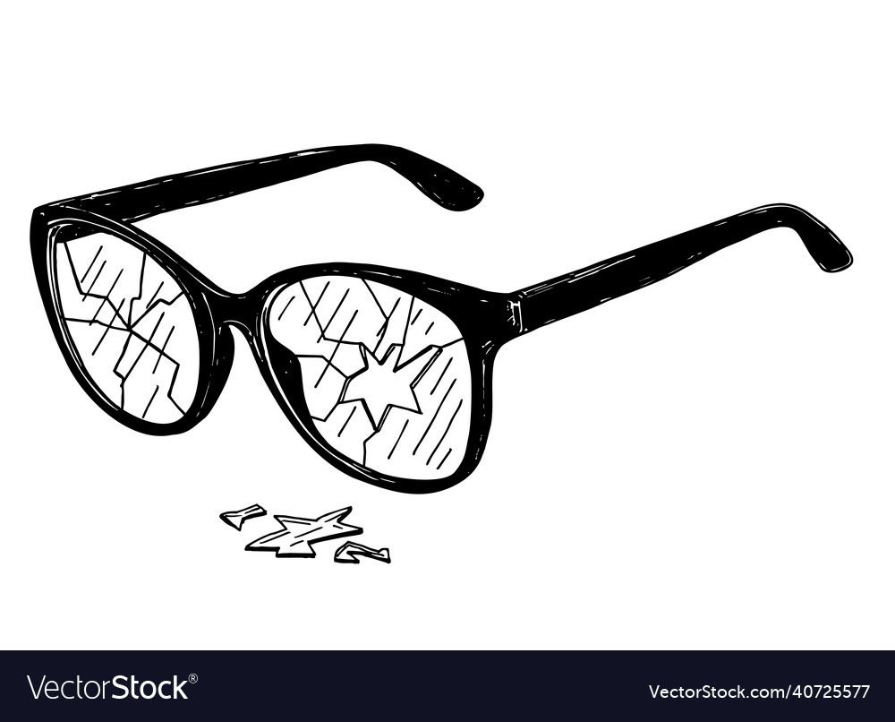 Glasses with broken sketch graphic icon