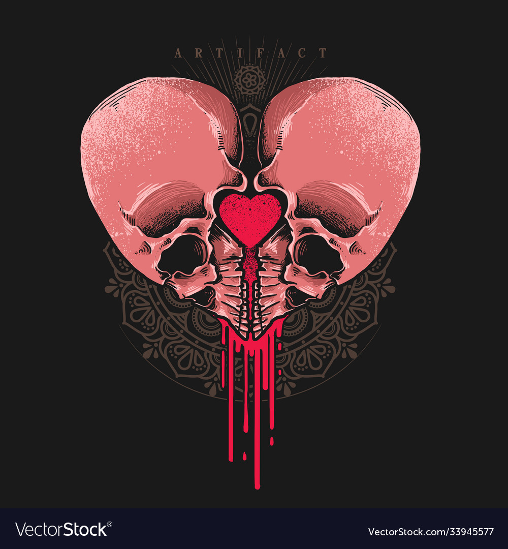 Heart shaped skull graphic vector image Heart shaped skull graphic