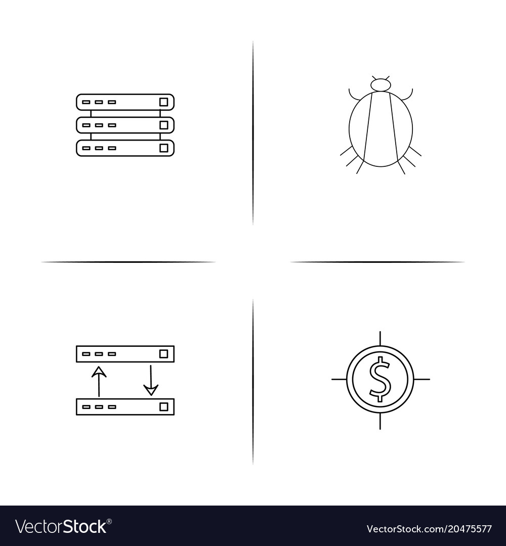 Internet security simple linear icons set