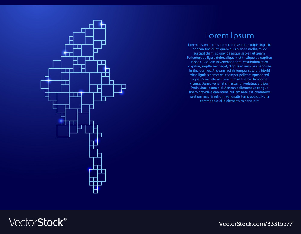 Myanmar map from blue pattern a grid