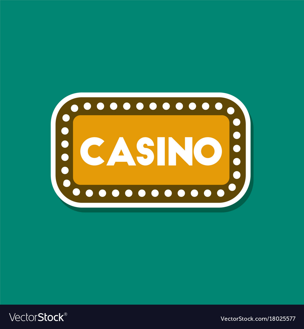 Paper sticker on stylish background casino sign