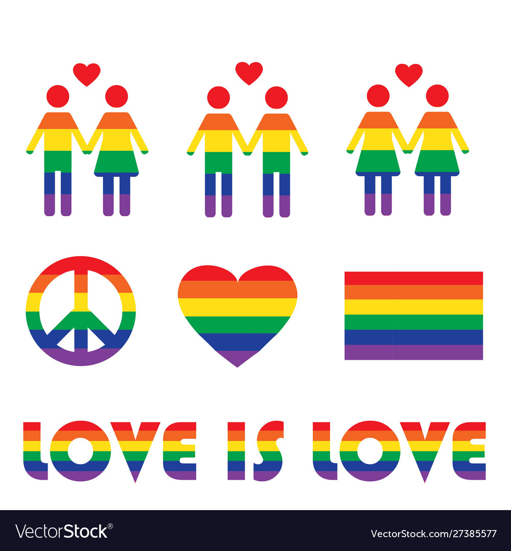Rainbow lgbt rights icons and symbols homosexual vector image Rainbow lgbt rights icons and symbols homosexual