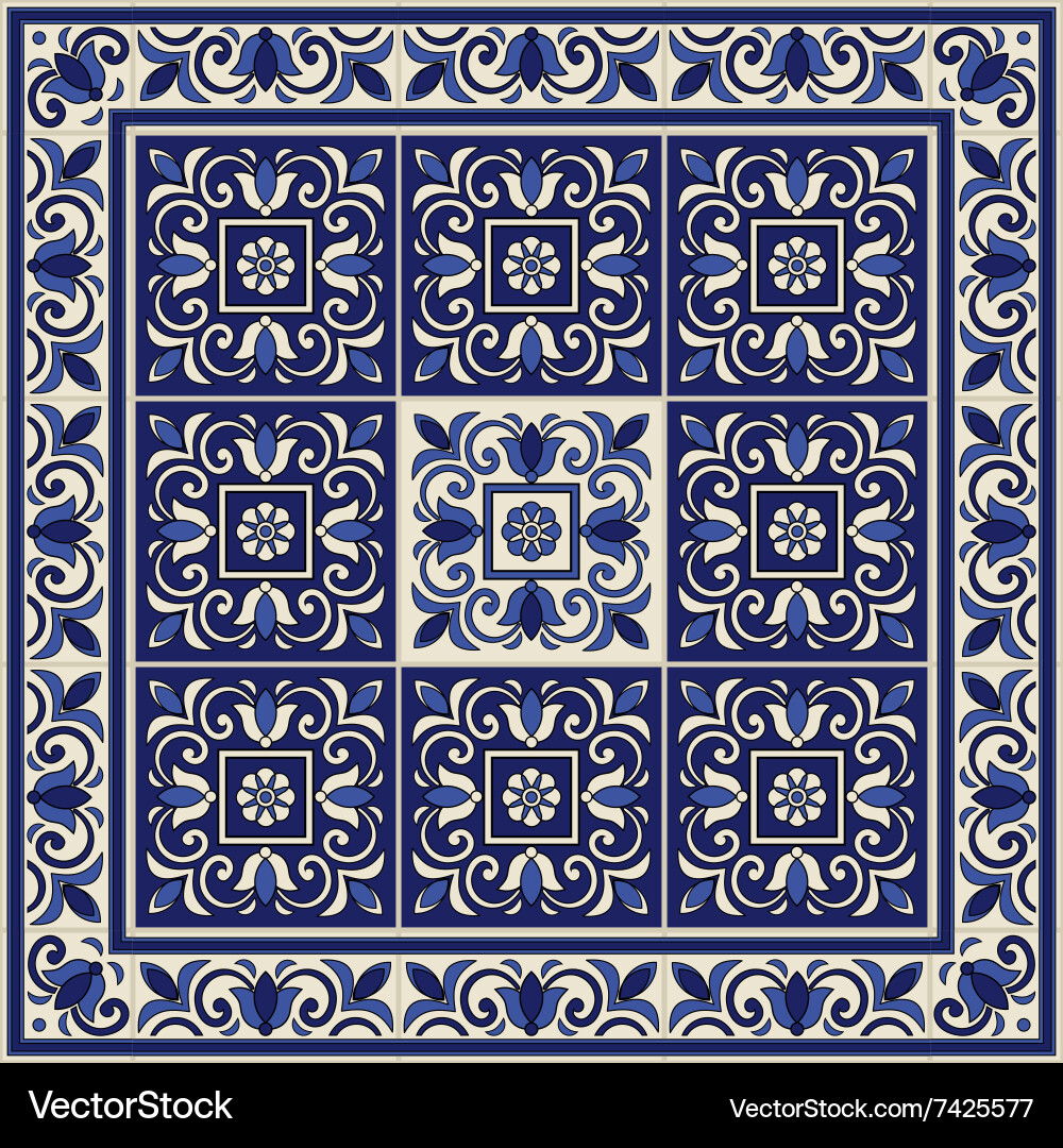 Seamless pattern from tiles and border Royalty Free Vector