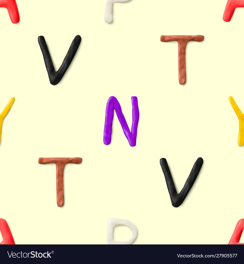 Seamless pattern with alphabet handmade modeling vector image Seamless pattern with alphabet handmade modeling