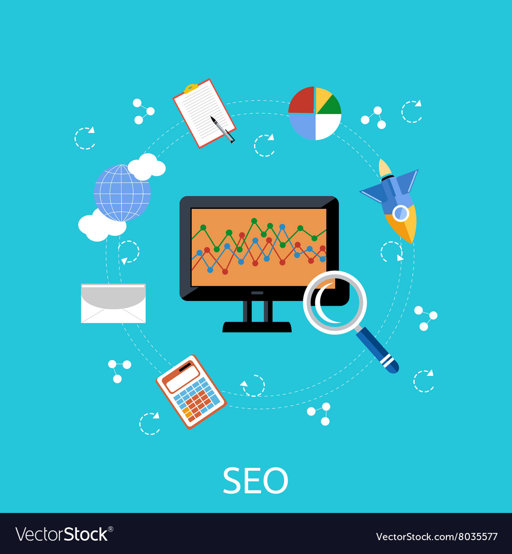 Seo icons poster Royalty Free Vector Image - VectorStock