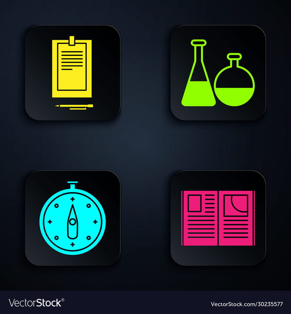 Set open book clipboard with document compass vector image Set open book clipboard with document compass