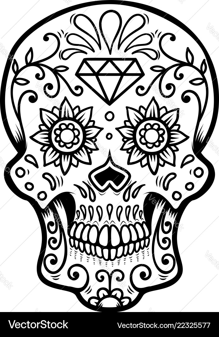 Sugar skull isolated on white background day Vector Image