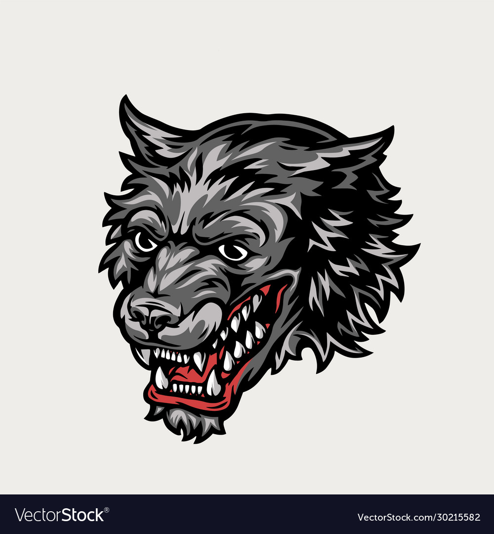 Angry wolf head colorful concept Royalty Free Vector Image