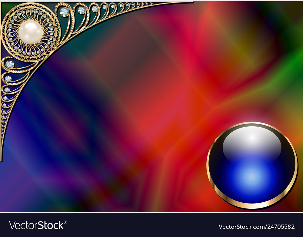 Background with golden pattern and diamond vector image Background with golden pattern and diamond