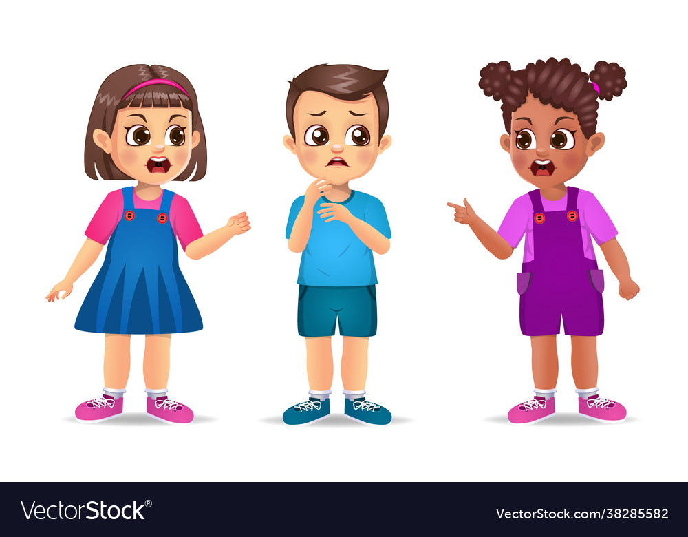 Cute kids fighting with friend Royalty Free Vector Image